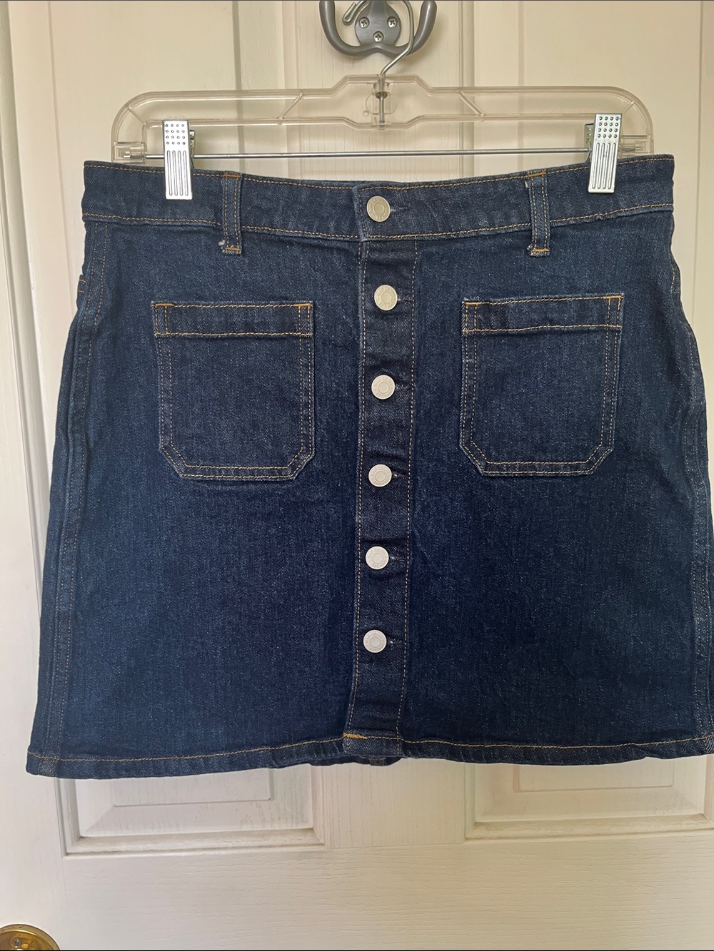 Gap Classic Button-Front Dark Blue Denim Skirt